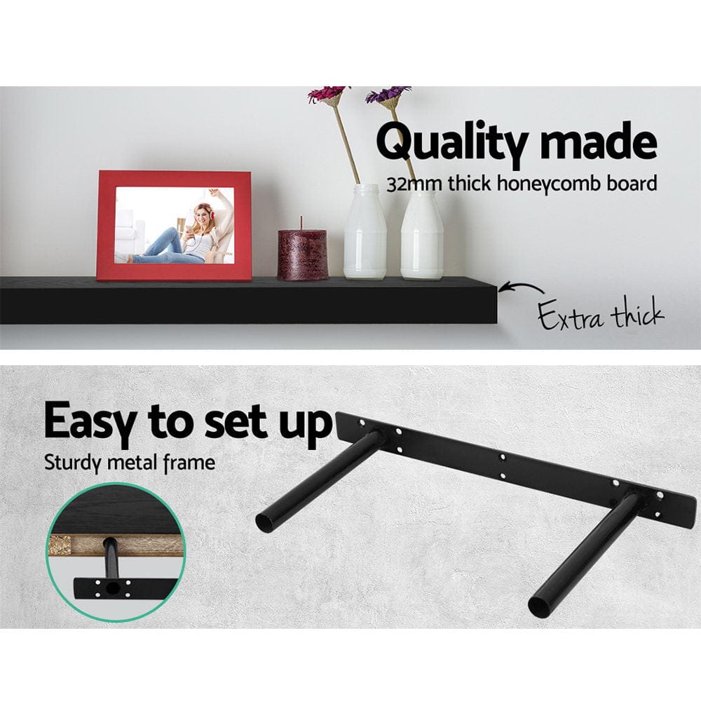 Home & Garden > Storage Artiss 3 Piece Floating Wall Shelves - Black