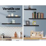 Home & Garden > Storage Artiss 3 Piece Floating Wall Shelves - Black