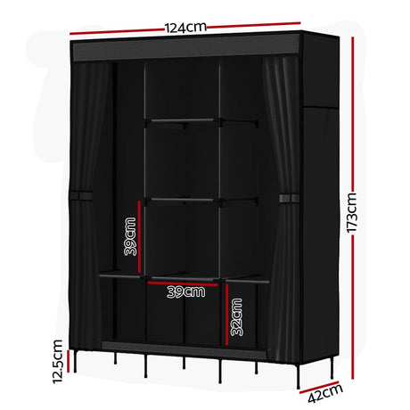 Home & Garden > Storage Artiss Clothes Wardrobe Closet Storage Large Portable Organiser with Shelf Black