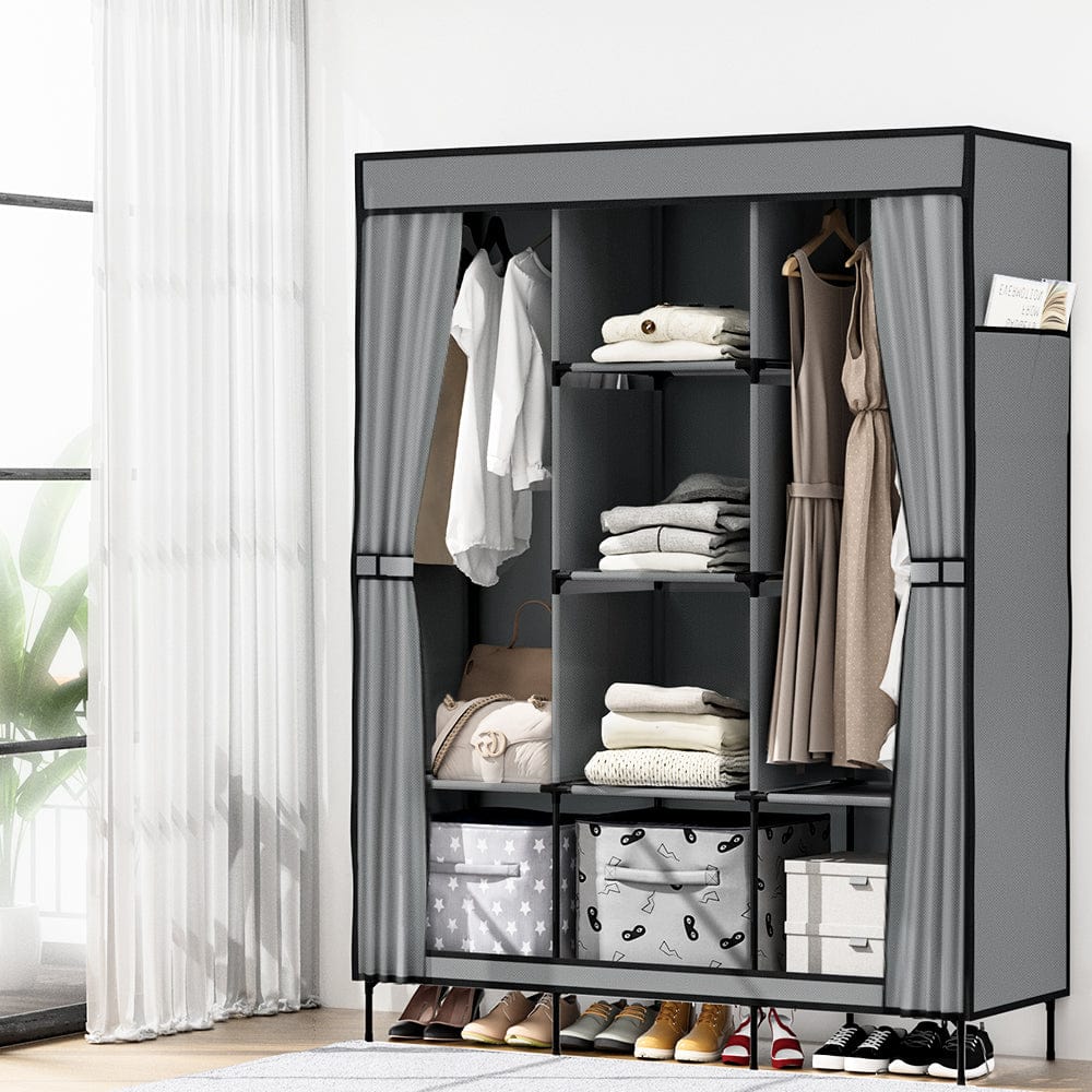 Home & Garden > Storage Artiss Clothes Wardrobe Closet Storage Large Portable Organiser with Shelf Grey