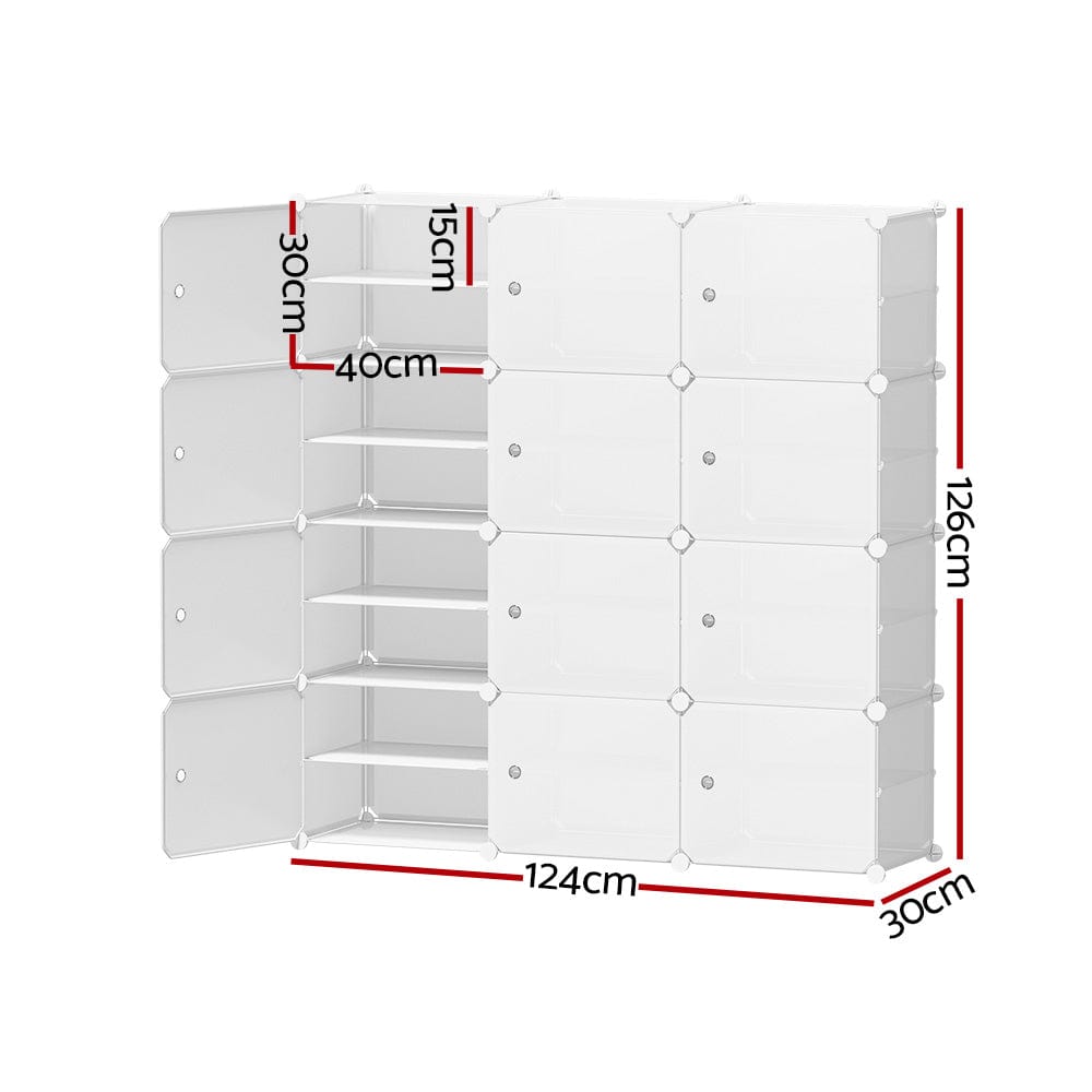 Home & Garden > Storage Artiss DIY Shoe Box Shoe Cabinet White Storage Cube Portable Organiser Stand