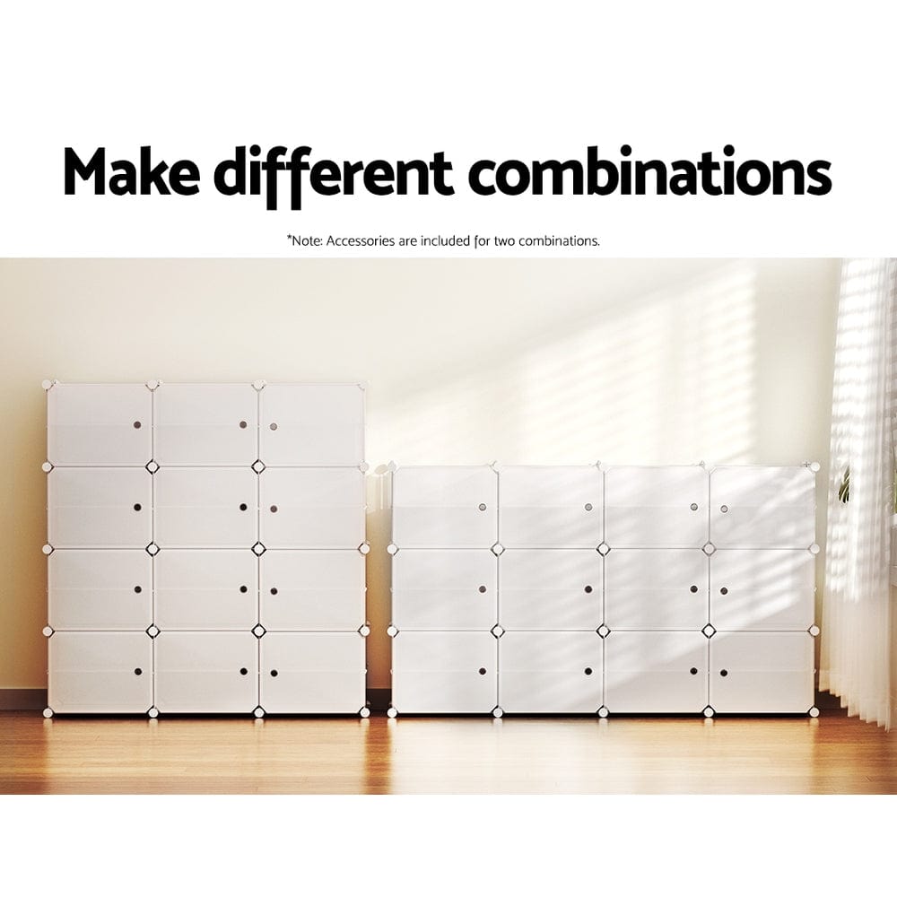 Home & Garden > Storage Artiss DIY Shoe Box Shoe Cabinet White Storage Cube Portable Organiser Stand