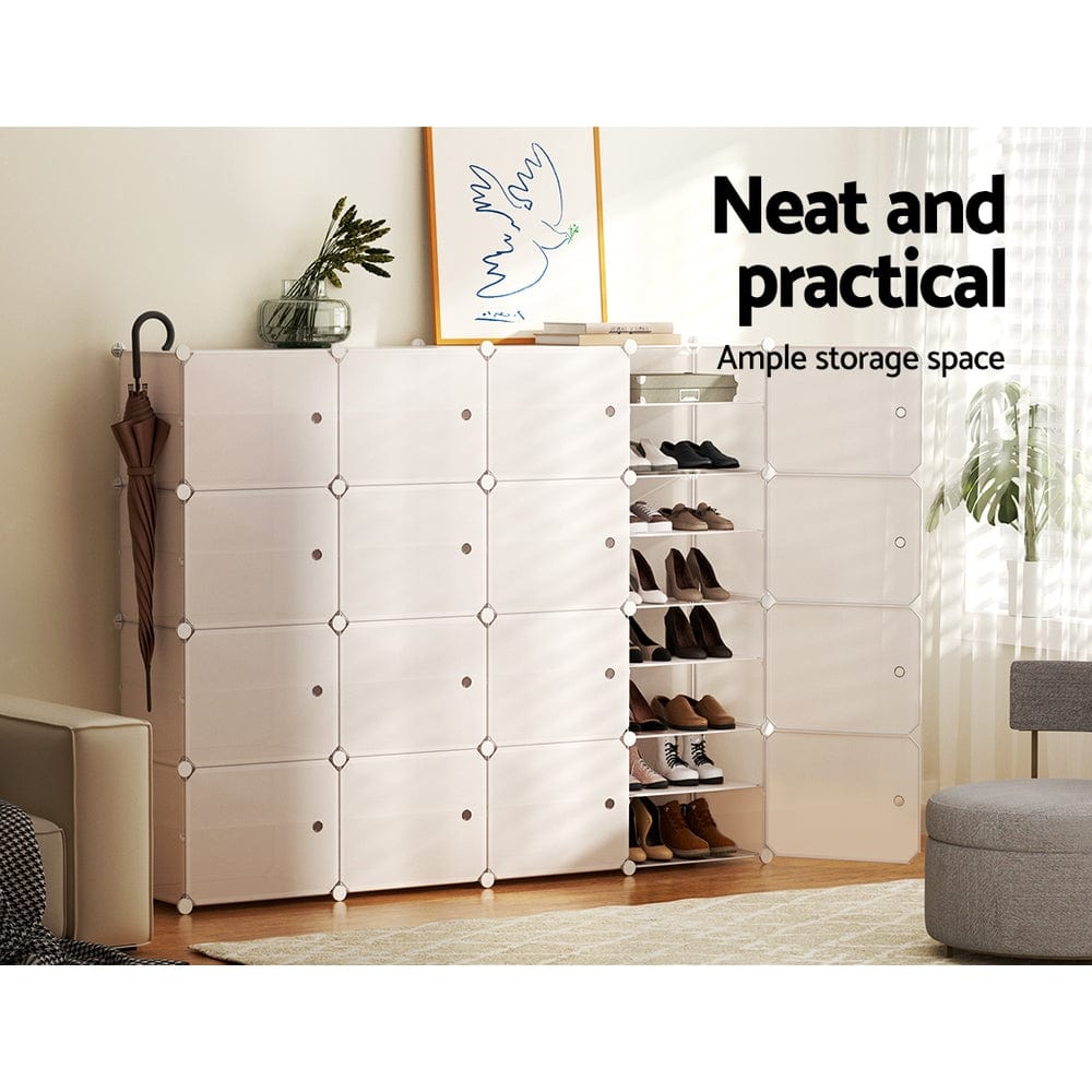 Home & Garden > Storage Artiss DIY Shoe Cabinet Shoe Box White Storage Cube Portable Organiser Stand