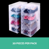 Home & Garden > Storage Artiss Set of 20 Clear Shoe Box Foldable Transparent Shoe Storage Stackable Case