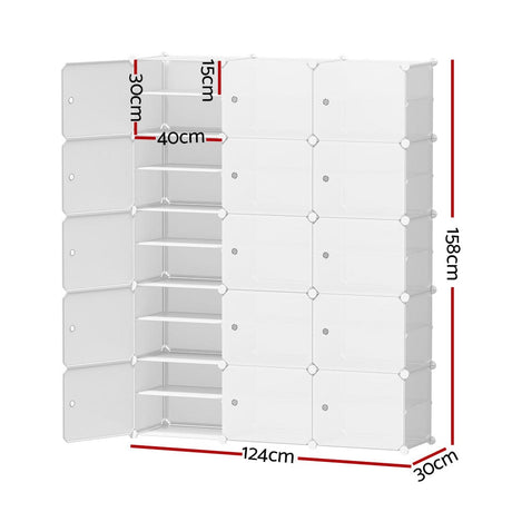 Home & Garden > Storage Artiss Shoe Cabinet DIY Shoe Box White Cube Portable Organiser Storage Stand