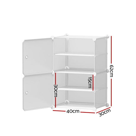 Home & Garden > Storage Artiss Shoe Cabinet DIY Shoe Box White Storage Cube Portable Organiser Stand