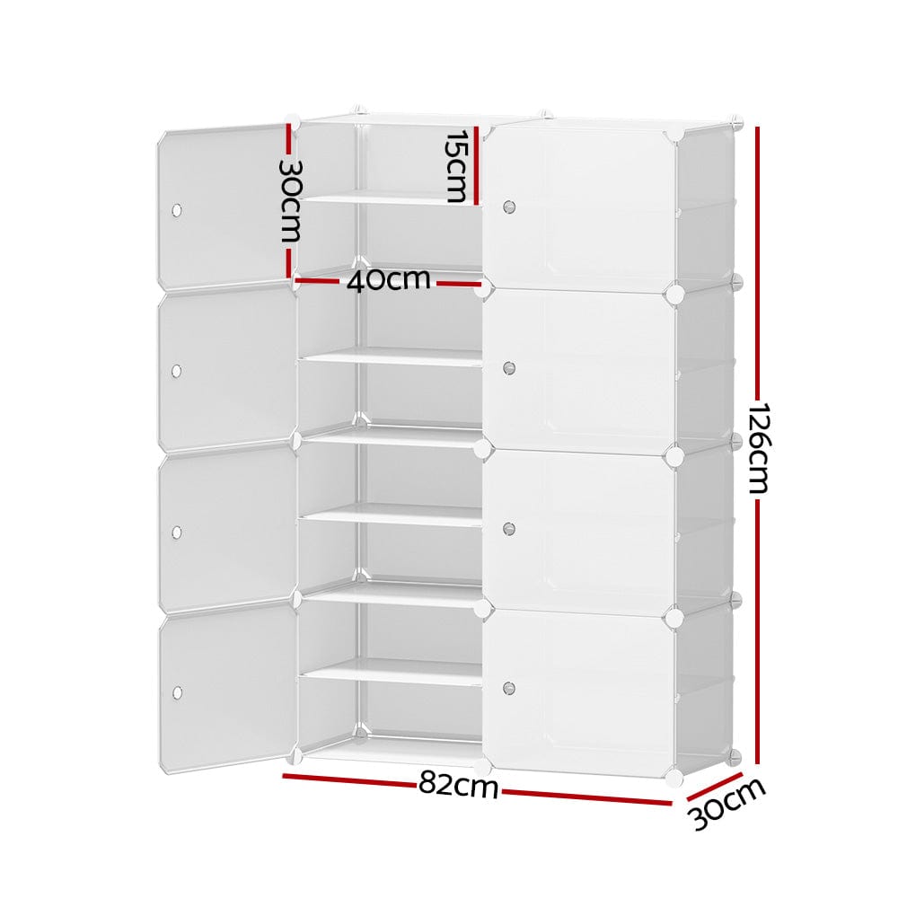 Home & Garden > Storage Artiss Shoe Cabinet DIY Storage Cube Shoe Box White Portable Organiser Stand