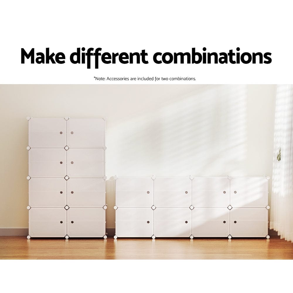 Home & Garden > Storage Artiss Shoe Cabinet DIY Storage Cube Shoe Box White Portable Organiser Stand