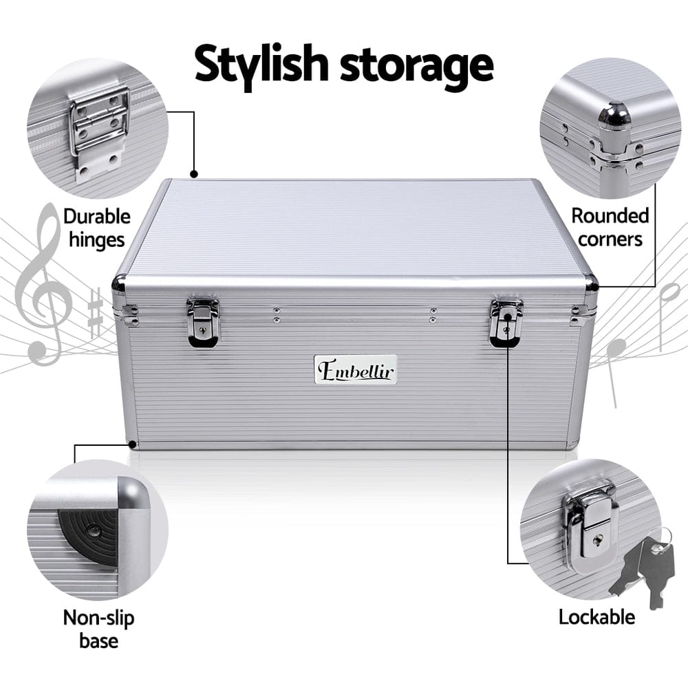 Home & Garden > Storage Embellir CD Case DVD Cases Storage Box 500 Discs Aluminium Case DVD Folders