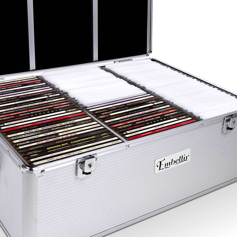 Home & Garden > Storage Embellir CD Case DVD Cases Storage Box 500 Discs Aluminium Case DVD Folders