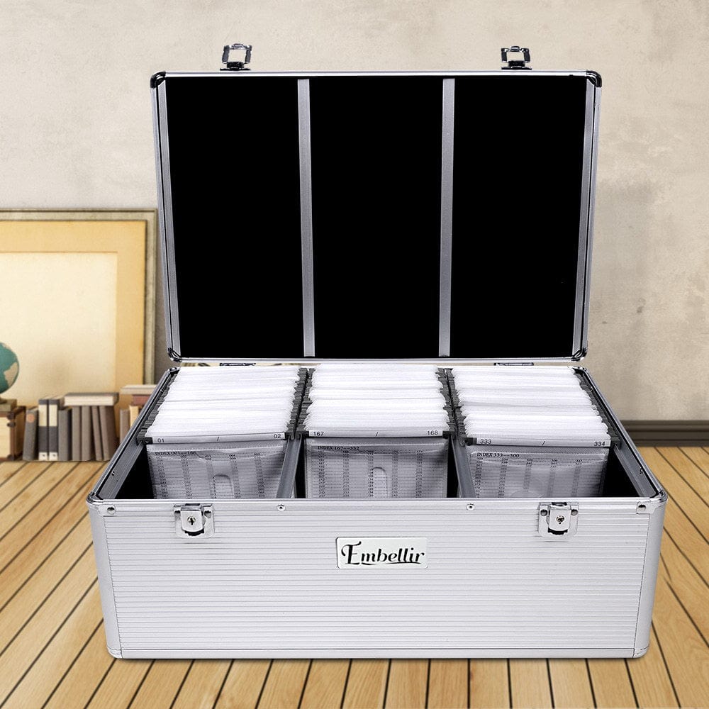 Home & Garden > Storage Embellir CD Case DVD Cases Storage Box 500 Discs Aluminium Case DVD Folders