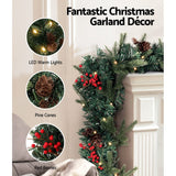 Occasions > Christmas Jingle Jollys 2.4M Christmas Garland with Ornament Warm Lights Xmas Tree Decor