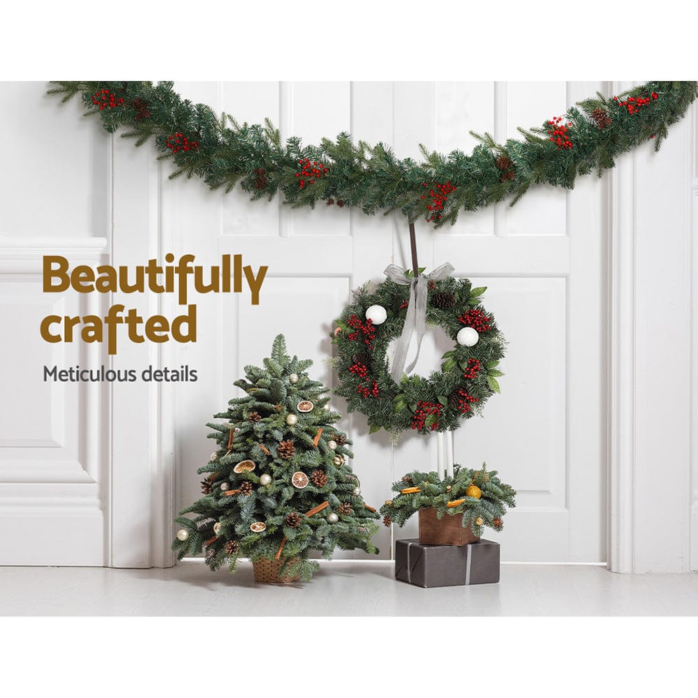 Occasions > Christmas Jingle Jollys 2.4M Christmas Garland with Ornament Warm Lights Xmas Tree Decor