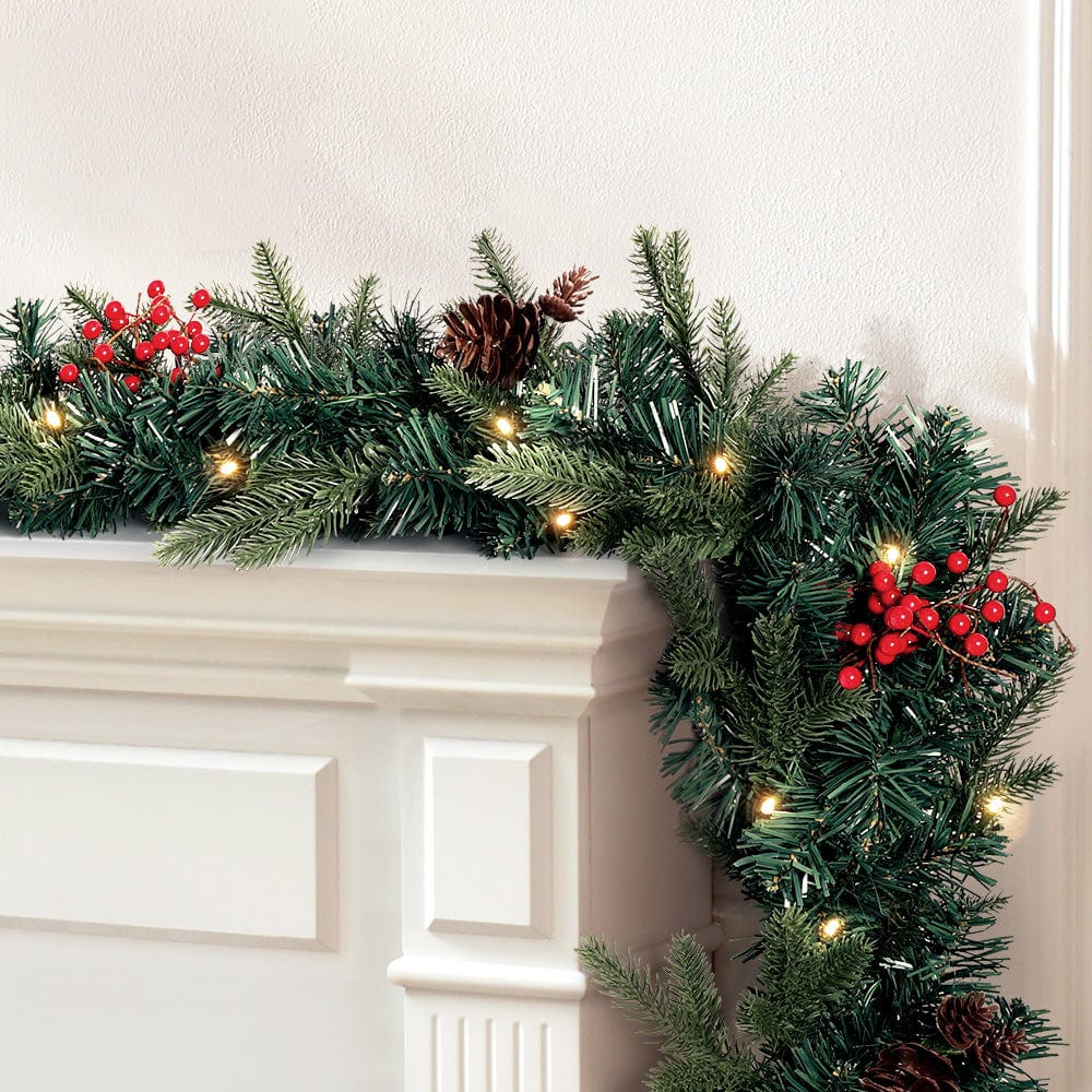 Occasions > Christmas Jingle Jollys 2.4M Christmas Garland with Ornament Warm Lights Xmas Tree Decor