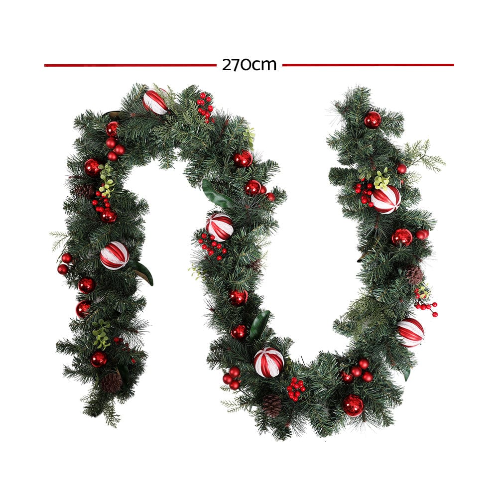 Occasions > Christmas Jingle Jollys 2.7M 9FT Christmas Garland with Ornament Xmas Tree Decor