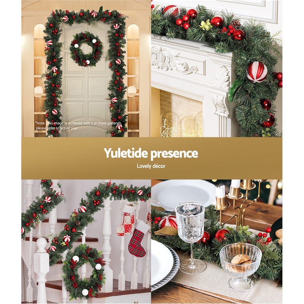 Occasions > Christmas Jingle Jollys 2.7M 9FT Christmas Garland with Ornament Xmas Tree Decor