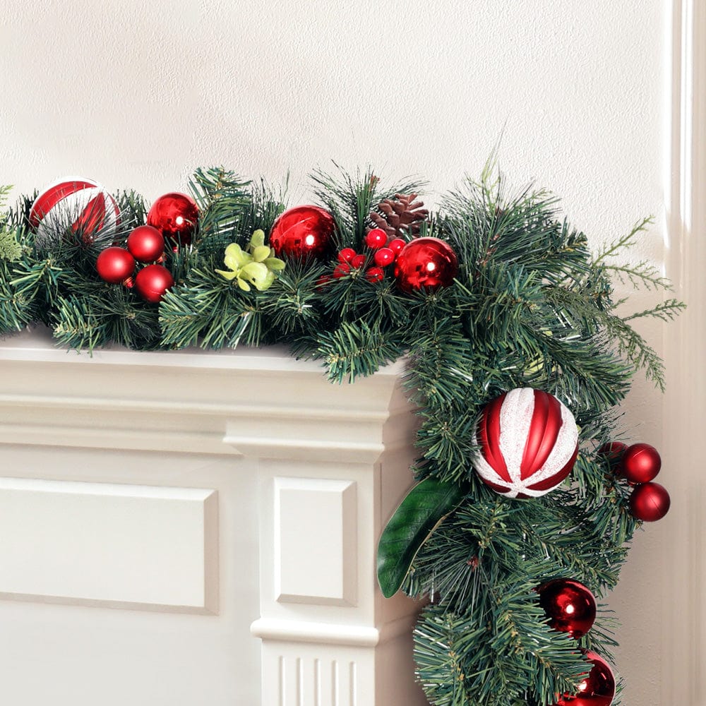 Occasions > Christmas Jingle Jollys 2.7M 9FT Christmas Garland with Ornament Xmas Tree Decor