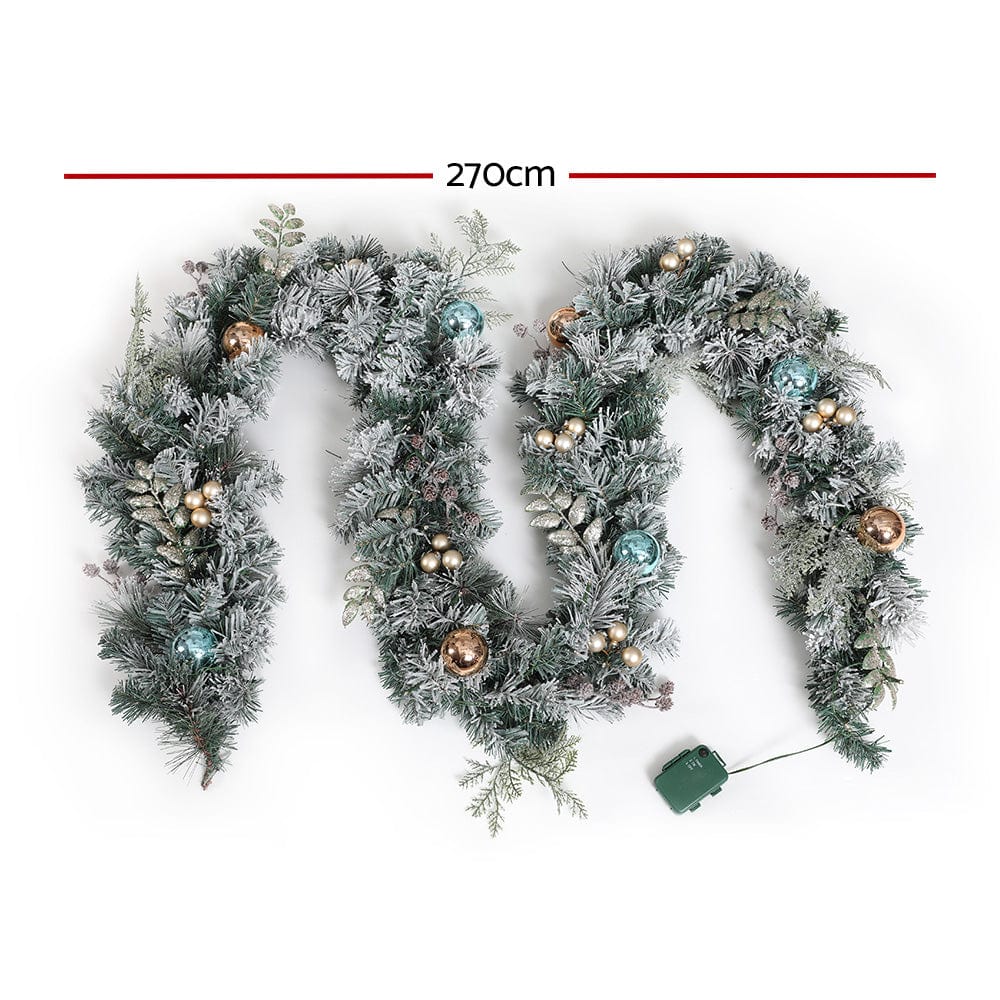 Occasions > Christmas Jingle Jollys 2.7M Pre-Lit Christmas Garland with Ornament Light Xmas Tree Decor