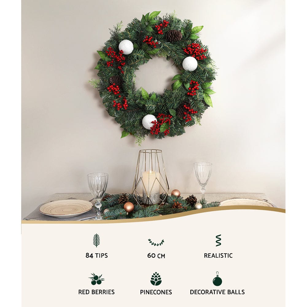 Occasions > Christmas Jingle Jollys 2FT 60CM Christmas Wreath with Decor Xmas Tree Decoration