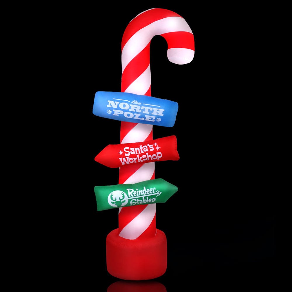 Occasions > Christmas Jingle Jollys Christmas Inflatable Candy Pole 2.4M Lights Outdoor Decorations