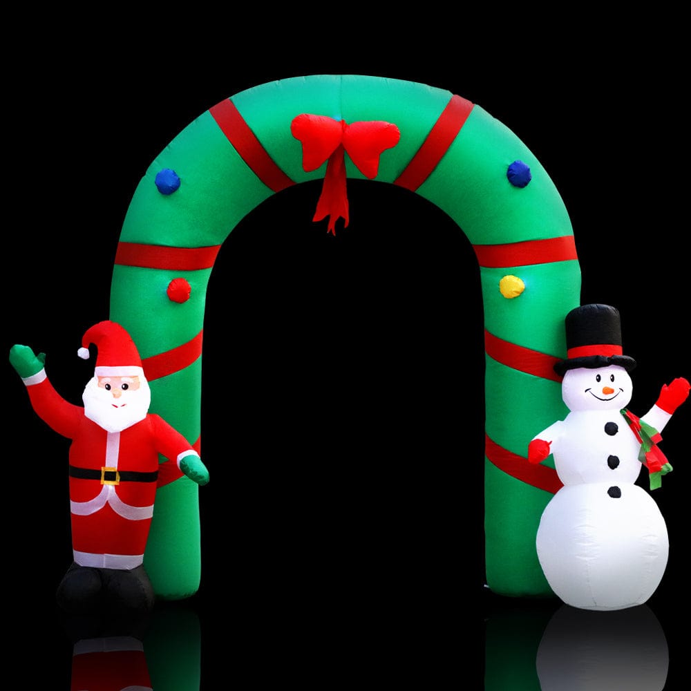 Occasions > Christmas Jingle Jollys Christmas Inflatable Giant Arch Way 2.8M Santa Snowman Light Decor