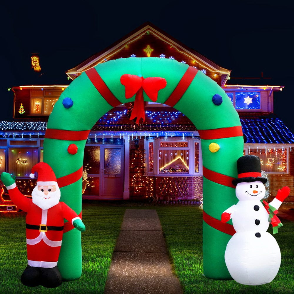 Occasions > Christmas Jingle Jollys Christmas Inflatable Giant Arch Way 2.8M Santa Snowman Light Decor