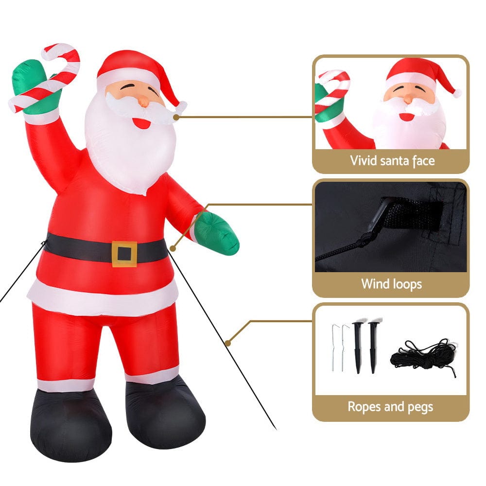 Occasions > Christmas Jingle Jollys Christmas Inflatable Santa 3M Xmas Outdoor Decorations LED Lights