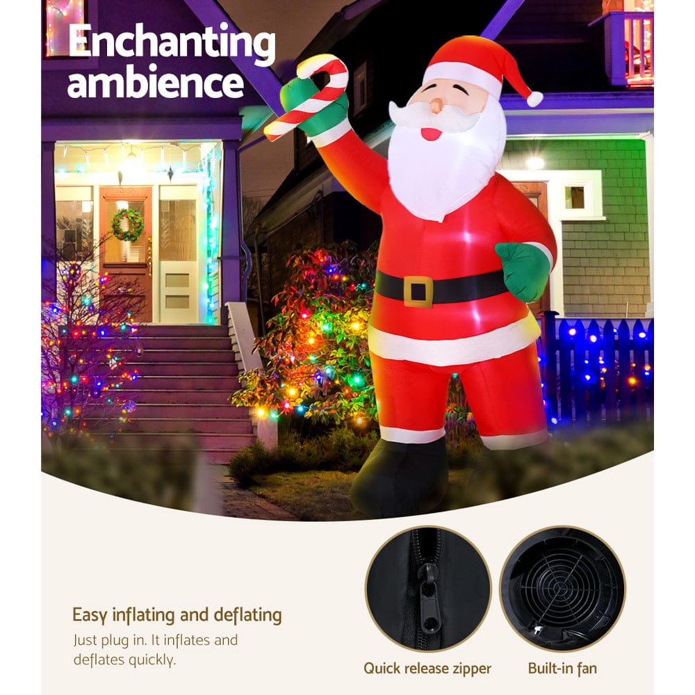 Occasions > Christmas Jingle Jollys Christmas Inflatable Santa 3M Xmas Outdoor Decorations LED Lights