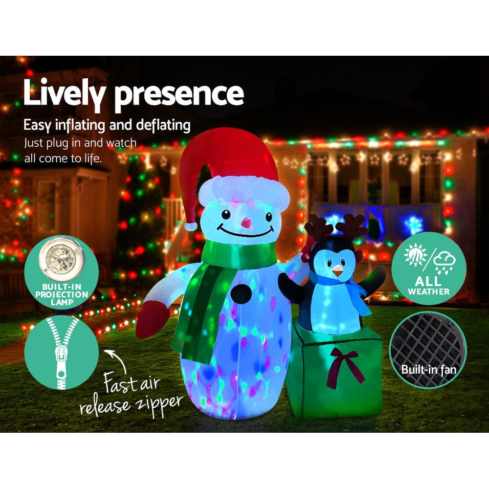 Occasions > Christmas Jingle Jollys Christmas Inflatable Snowman 1.8M Lights LED Outdoor Decorations