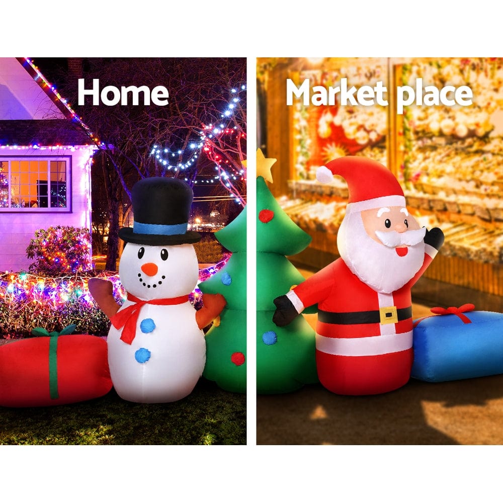 Occasions > Christmas Jingle Jollys Christmas Inflatable Tree Snowman Lights 2.7M Outdoor Decorations