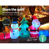 Occasions > Christmas Jingle Jollys Christmas Inflatable Tree Snowman Lights 2.7M Outdoor Decorations