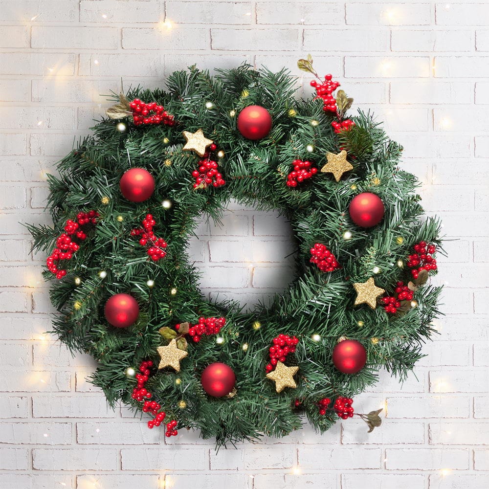 Occasions > Christmas Jingle Jollys Christmas Wreath 60cm Xmas Tree Decoration Green