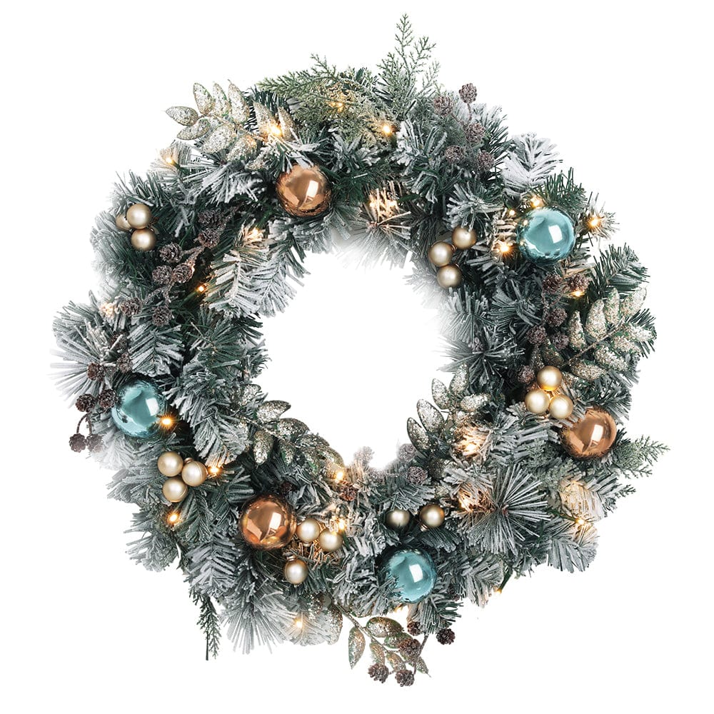 Occasions > Christmas Jingle Jollys Christmas Wreath with Pre-Lit Lights Ornament 60CM Xmas Tree Decor