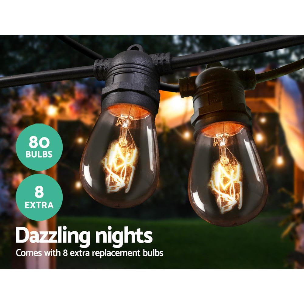 Occasions > Lights Jingle Jollys 74m Festoon String Lights Christmas Bulbs Party Wedding Garden Party