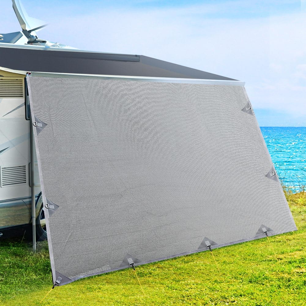 Outdoor > Camping 4.0M Caravan Privacy Screens 1.95m Roll Out Awning End Wall Side Sun Shade