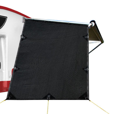 Outdoor > Camping Black Caravan Privacy Screen 1.95 x 2.2M End Wall or Side Sun Shade Roll Out
