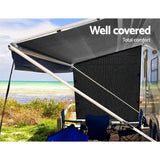 Outdoor > Camping Black Caravan Privacy Screen 1.95 x 2.2M End Wall or Side Sun Shade Roll Out