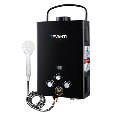 Outdoor > Camping Devanti Outdoor Portable Gas Water Heater 8LPM Camping Shower Black