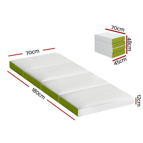 Outdoor > Camping Giselle Bedding Foldable Mattress 4-FOLD Folding Bed Mat Camping Single Green