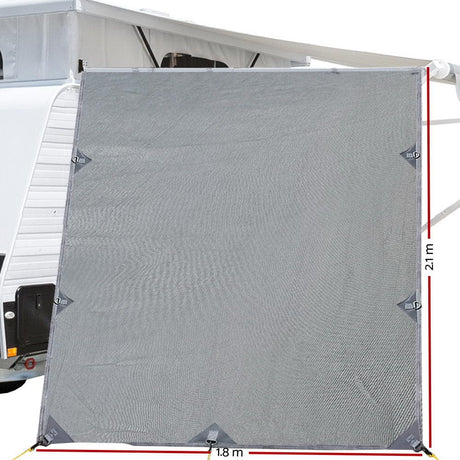 Outdoor > Camping Pop Top Caravan Privacy Screen 2.1 x 1.8M Sun Shade End Wall Roll Out Awning