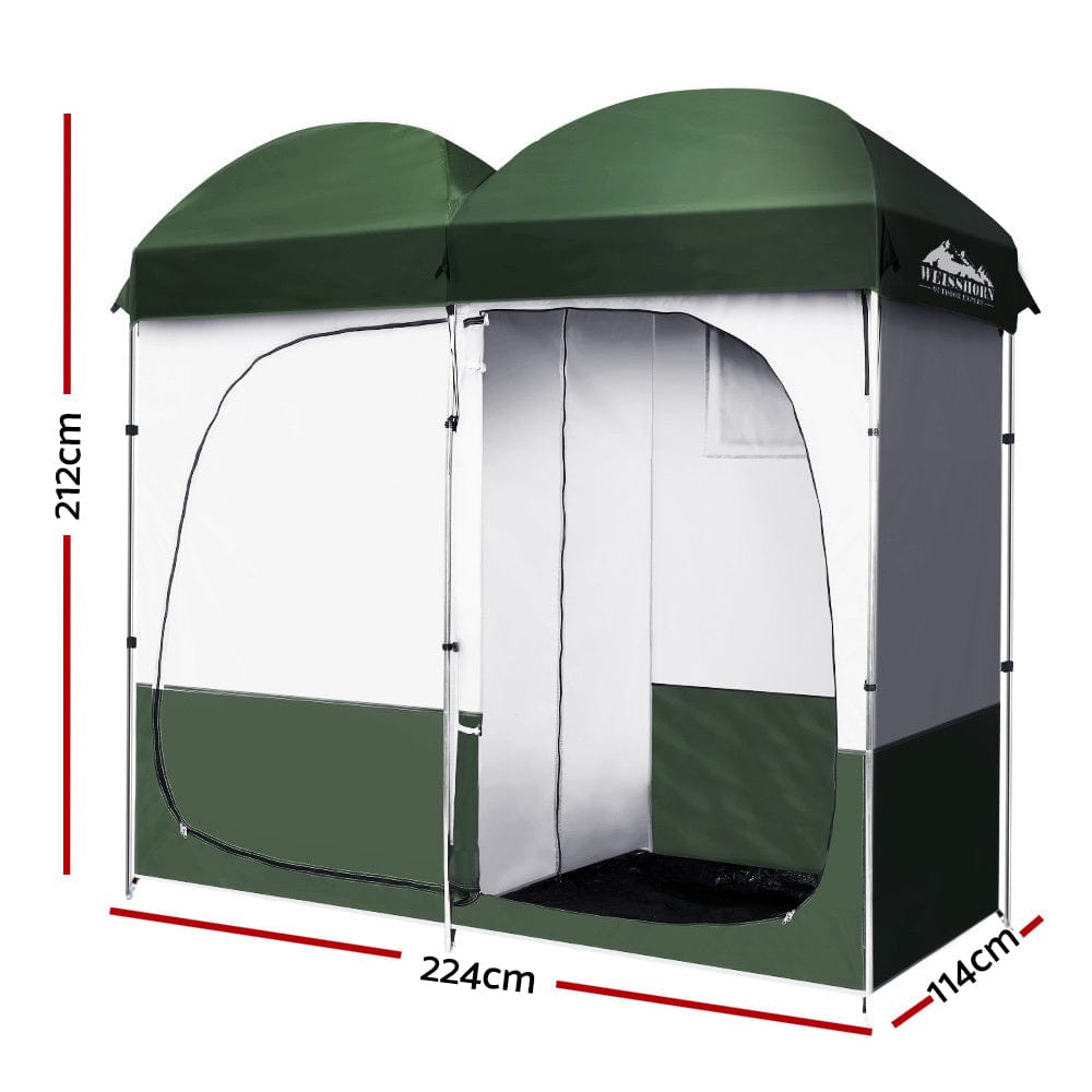 Outdoor > Camping Weisshorn Double Camping Shower Toilet Tent Outdoor Portable Change Room Green