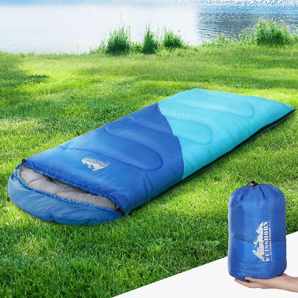 Outdoor > Camping Weisshorn Sleeping Bag 136cm Kids Camping Hiking Winter Blue