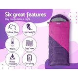 Outdoor > Camping Weisshorn Sleeping Bag Bags Kid 172cm Camping Hiking Thermal Pink