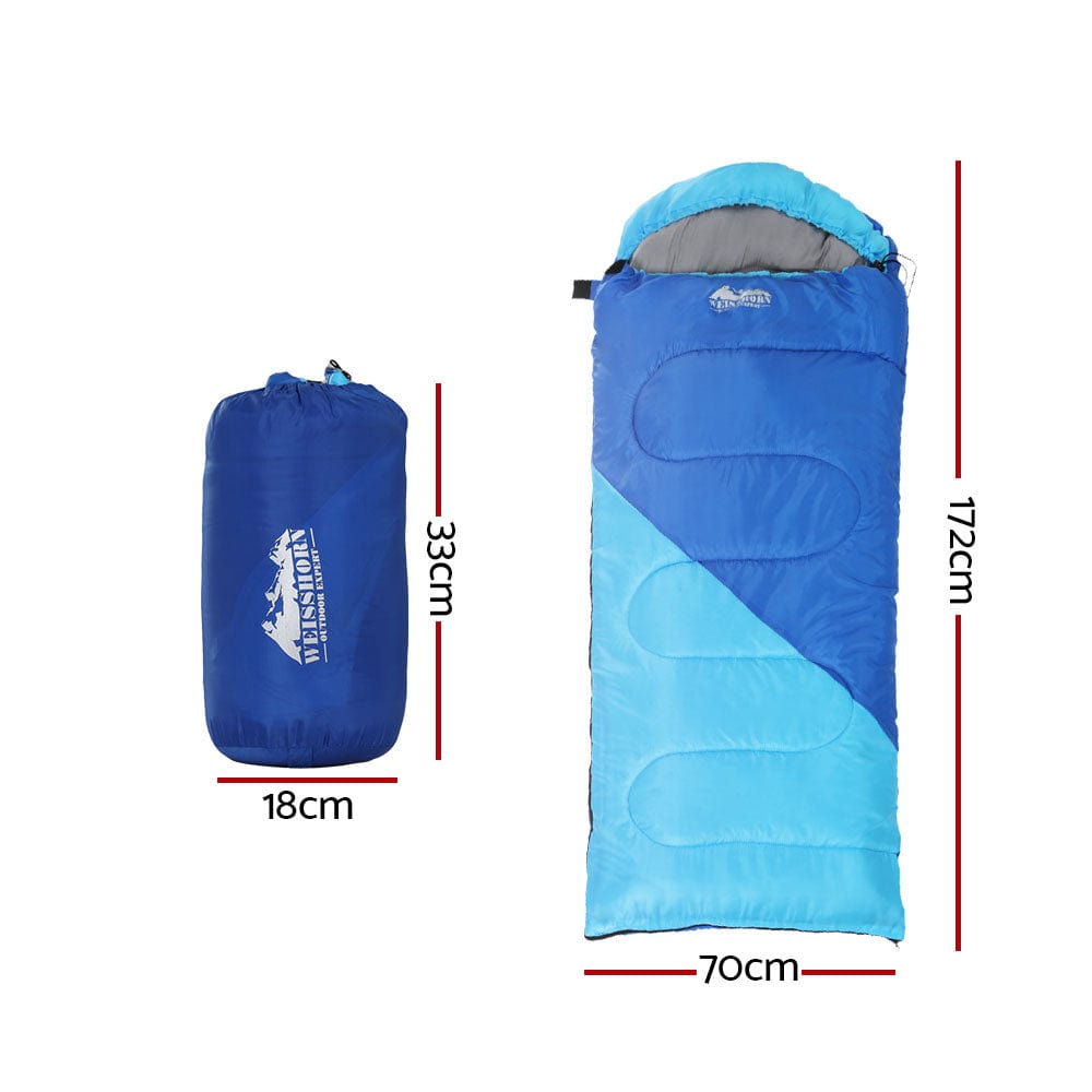 Outdoor > Camping Weisshorn Sleeping Bag Bags Kids 172cm Camping Hiking Thermal Blue