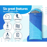 Outdoor > Camping Weisshorn Sleeping Bag Bags Kids 172cm Camping Hiking Thermal Blue