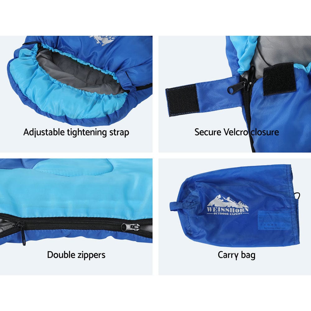 Outdoor > Camping Weisshorn Sleeping Bag Bags Kids 172cm Camping Hiking Thermal Blue