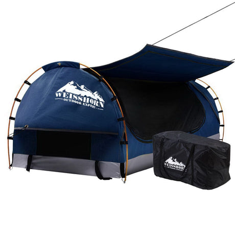 Outdoor > Camping Weisshorn Swag King Single Camping Canvas Free Standing Swags Blue Dome Tent