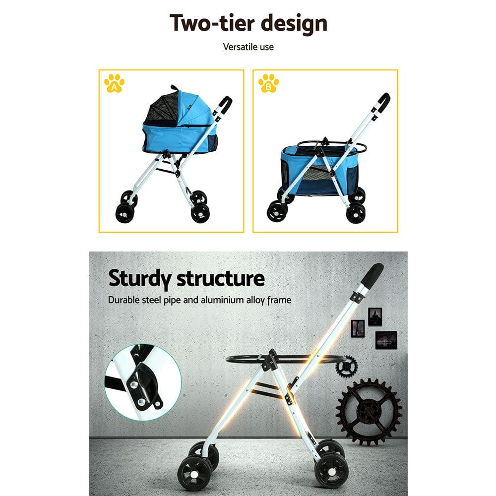 Pet Care > Cat Supplies i.Pet Pet Stroller Dog Pram Large Cat Carrier Travel Foldable 4 Wheels Double