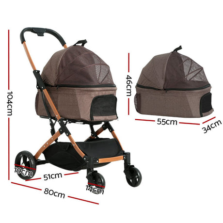 Pet Care > Cat Supplies i.Pet Pet Stroller Dog Pram Large Cat Carrier Travel Pushchair Foldable 4 Wheels