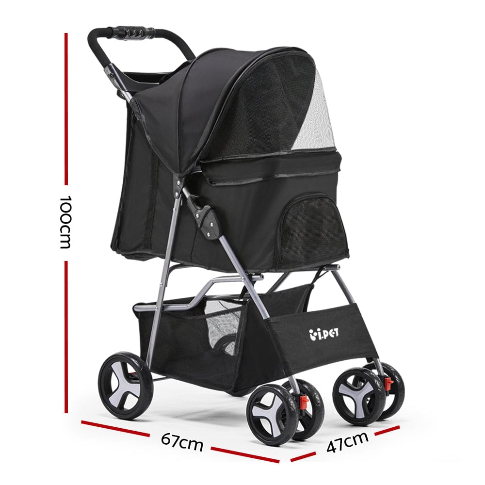 Pet Care > Dog Supplies i.Pet 4 Wheel Pet Stroller - Black